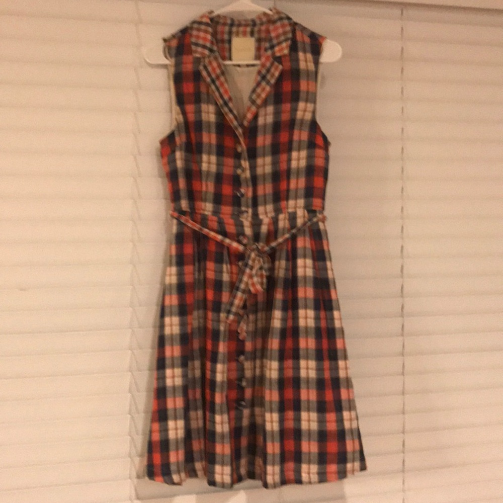 Plaid button up dress